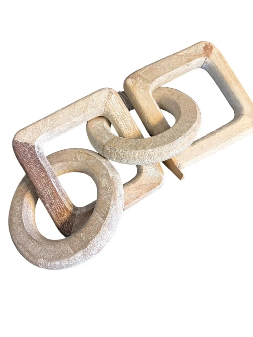 Mango Wood Whitewash Decorative Links Knots 7